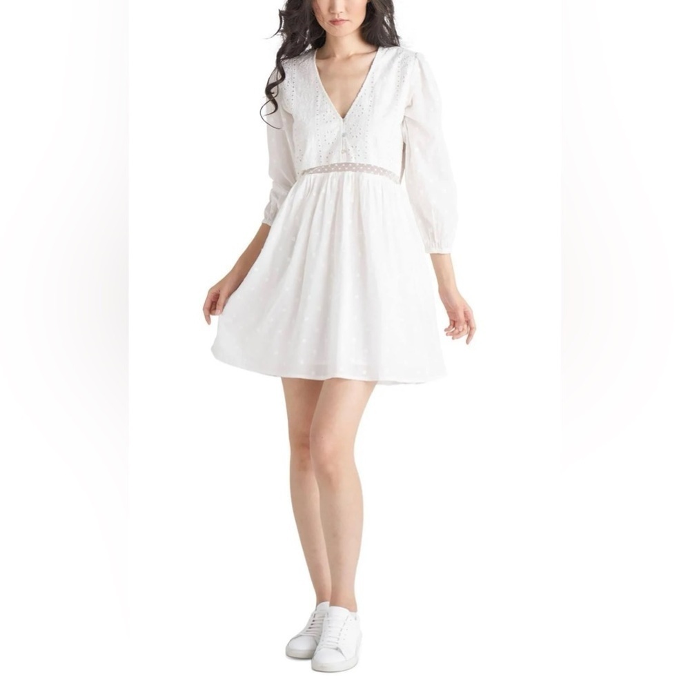 Black Tape_ White Eyelet Mini Dress - Picture 5 of 12